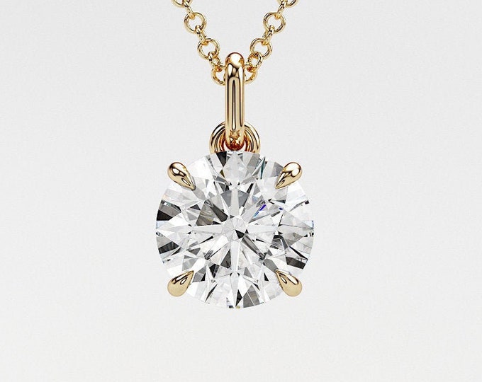 2 carat Round brilliant cut IGI certified CVD lab grown diamond solitaire necklace