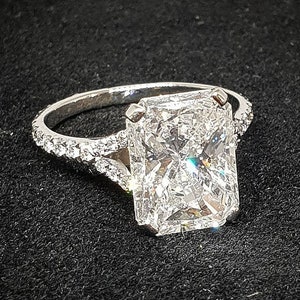 IGI Certified 5 Carat 14K White Gold Radiant Diamond Engagement Ring, Lab Grown Diamond Ring, CVD Diamond, 5CT F VS1, Radiant Cut Ring