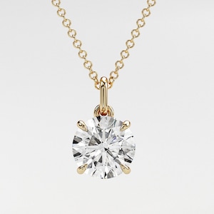 1 Ct Diamond Pendant, 14k Yellow Gold Lab Diamond necklace, Solitaire Diamond Pendant, Diamond Solitaire Necklace, CVD lab grown Diamond
