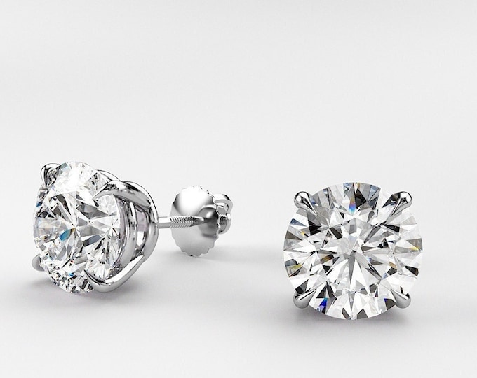 4CT Push Back IGI certified CVD Lab Grown Diamond studs