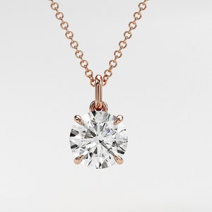 1 Ct Diamond Pendant, 14k Rose Gold Lab Diamond necklace, Solitaire Diamond Pendant, Diamond Solitaire Necklace, CVD Lab Grown Diamond