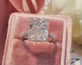 IGI Certified 4 Carat G VS1 18K White Gold Radiant Diamond Engagement Ring  - Lab Grown Radiant Diamond Promise Ring, Real Large Diamond Ring