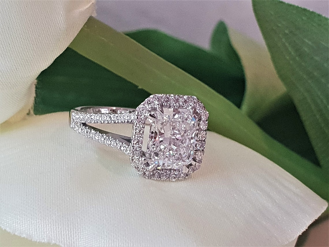 3 Carat Lab Created Diamond Engagement Ring Square Radiant Etsy