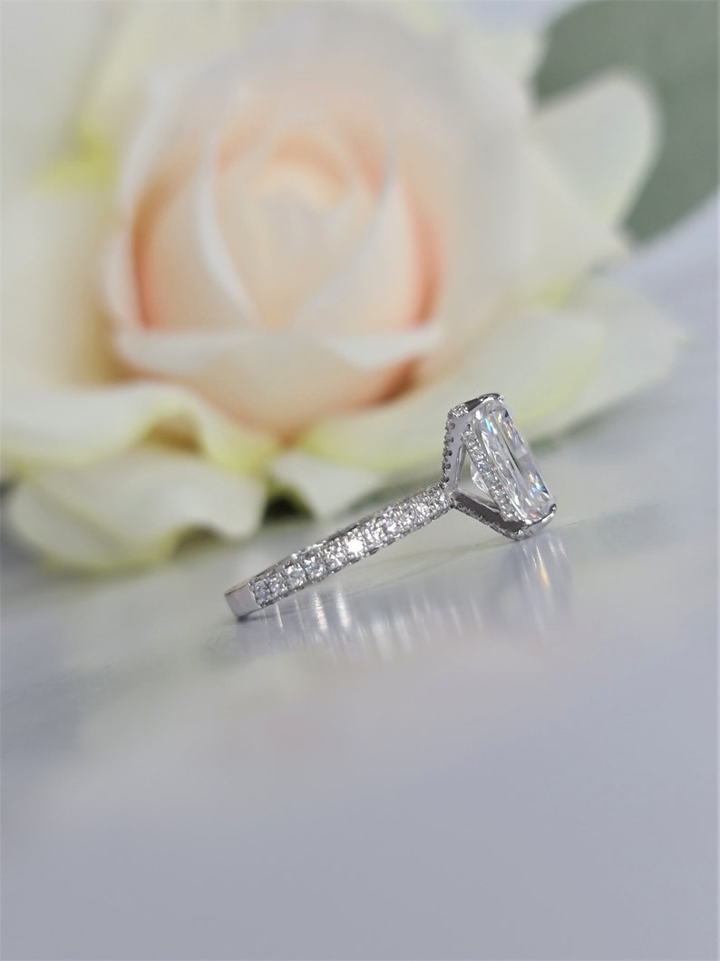 18K Gold Radiant Cut Engagement Ring 4 Carat Wedding Ring | Etsy
