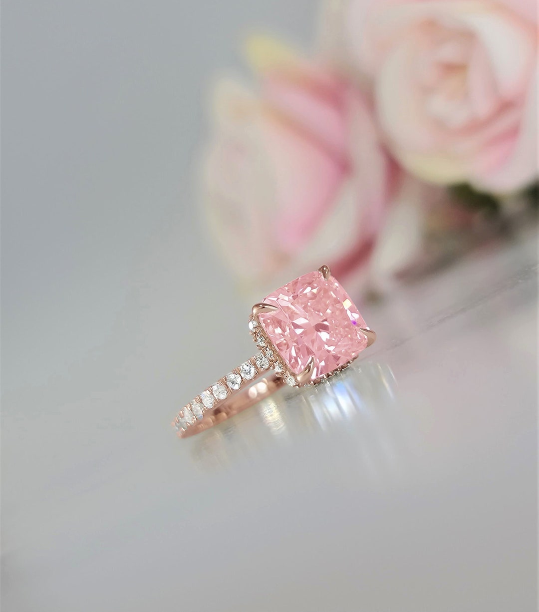 Light Pink Pink Cushion Cut Diamond Pink Spinel Engagement Ring Cushion  Holts Gems