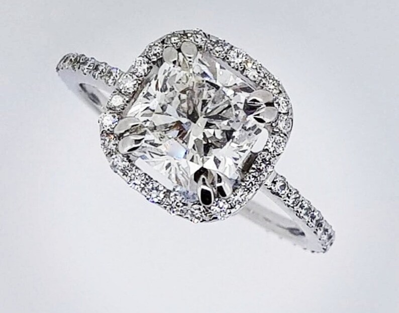 Lab Grown Diamond Engagement Ring 3 CARAT Cushion Cut Etsy