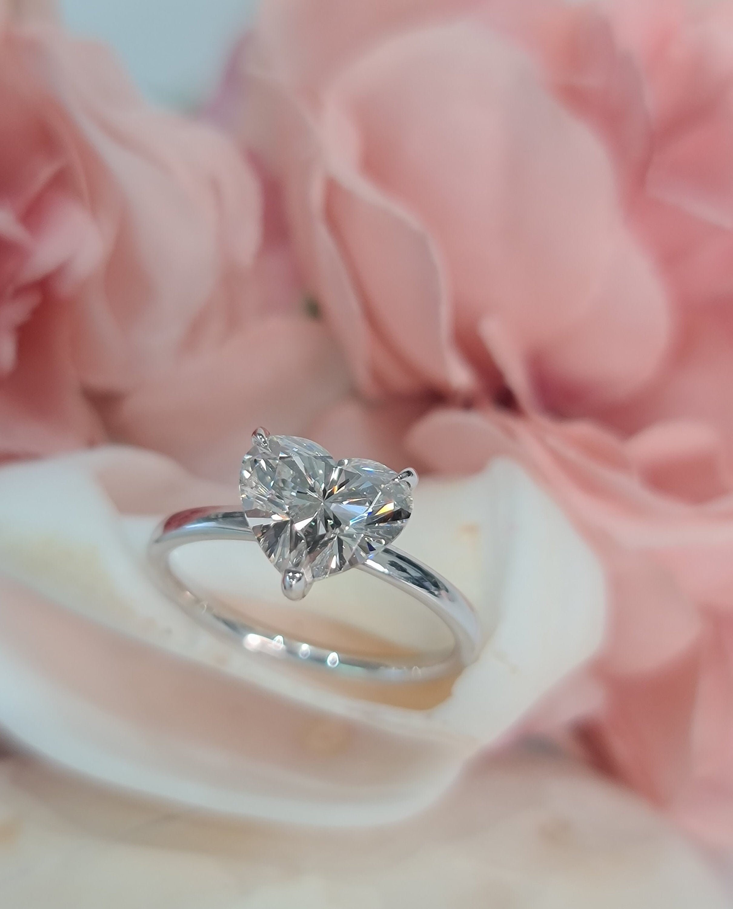 2CT IGI Certified F VS1 Heart Shaped Diamond Ring, CVD Lab