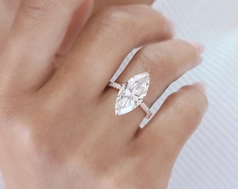 Carat Marquise Diamond Ring, Marquise Cut Engagement Ring, Marquise Engagement Ring, Victorian Engagement Ring, CVD Lab grown Diamond Ring