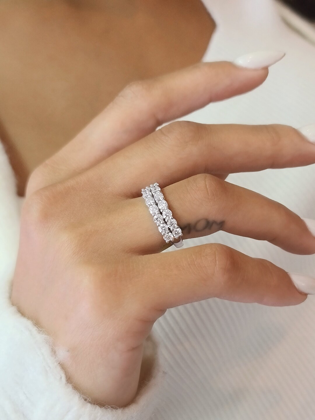 1.20 Carats CVD Lab Grown Diamond Wedding Band, Stackable Wedding Band, Lab Created Eternity