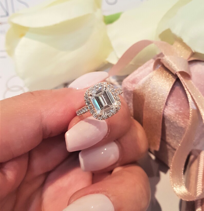 2.90 Ct Emerald Lab Created Diamond Engagement Ring Diamond Etsy UK