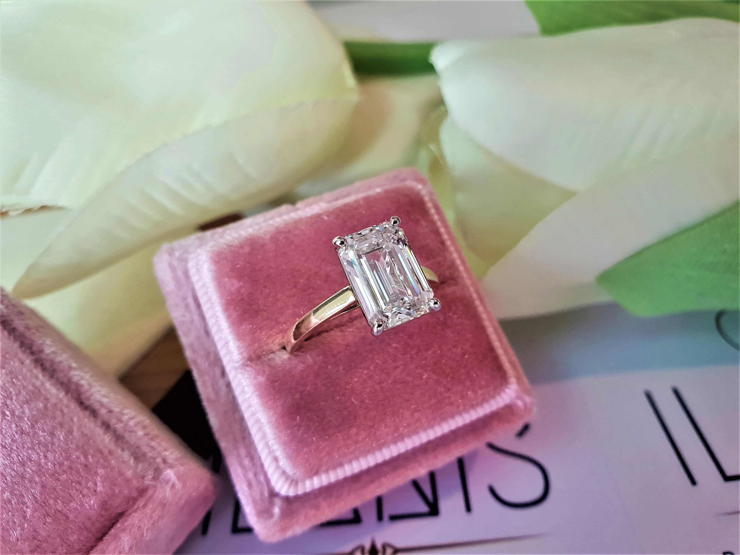 4 Carat Emerald Cut Lab Created Diamond Engagement Ring Etsy