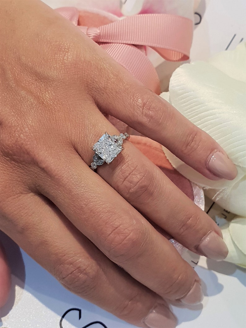 Lab Diamond Engagement Ring IGI Certified 3 Ct Radiant Cut Etsy