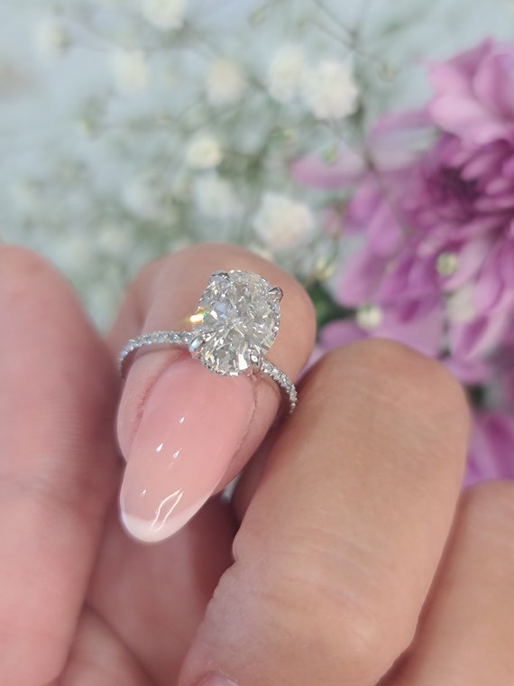 5ct E-VS1 オーバルラボグロウンダイヤモンド 指輪 プラチナ950 各3ct