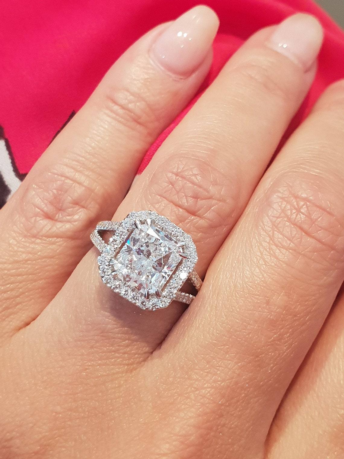 3 Carat Lab Created Diamond Engagement Ring Square Radiant Etsy