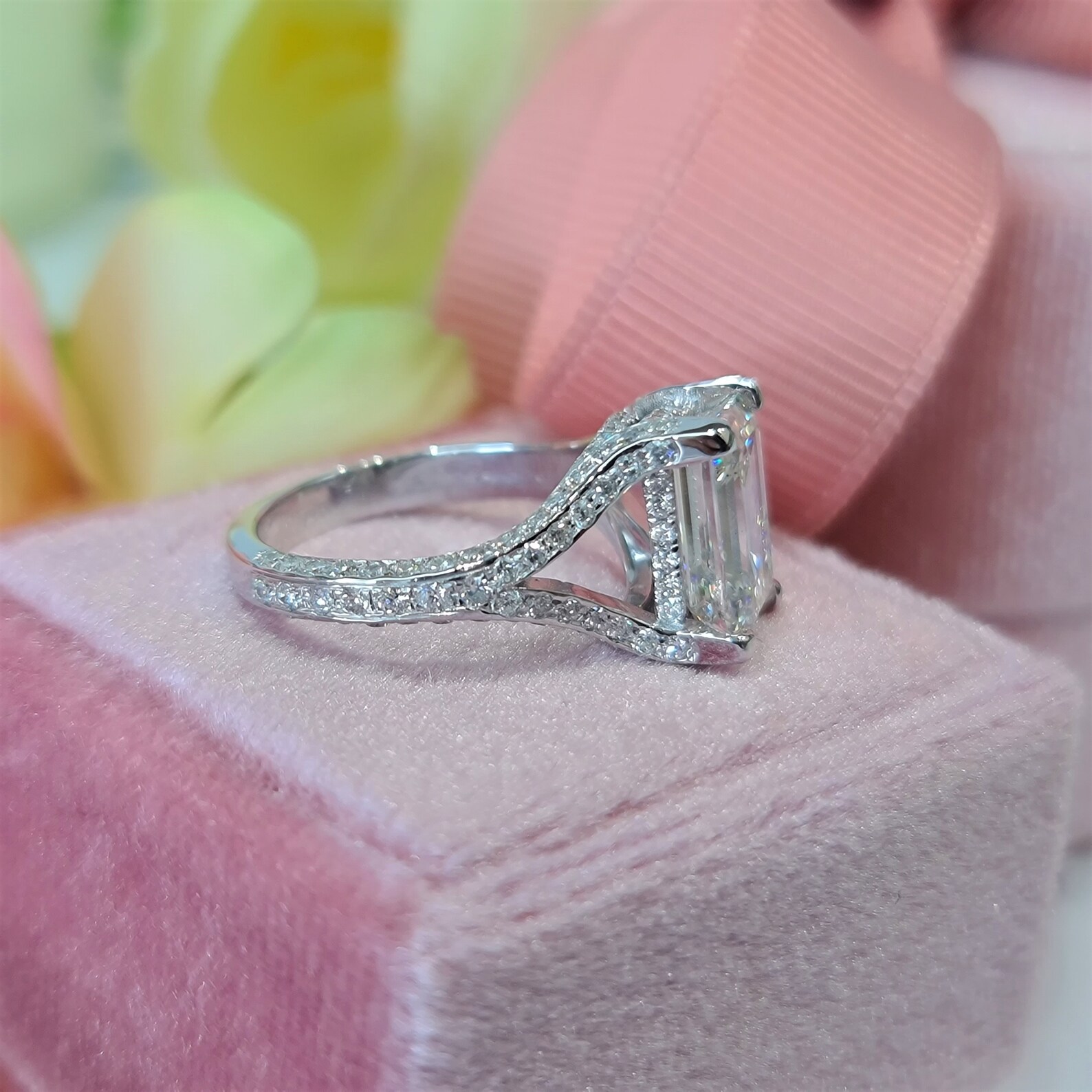 Emerald Cut Diamond Engagement Ring Lab Grown Diamond Etsy