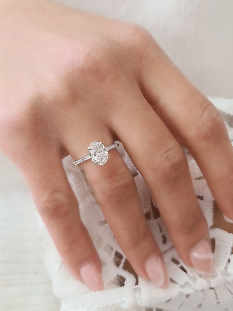 1.5 Carat Oval Diamond Engagement Ring Lab Grown Diamond Etsy