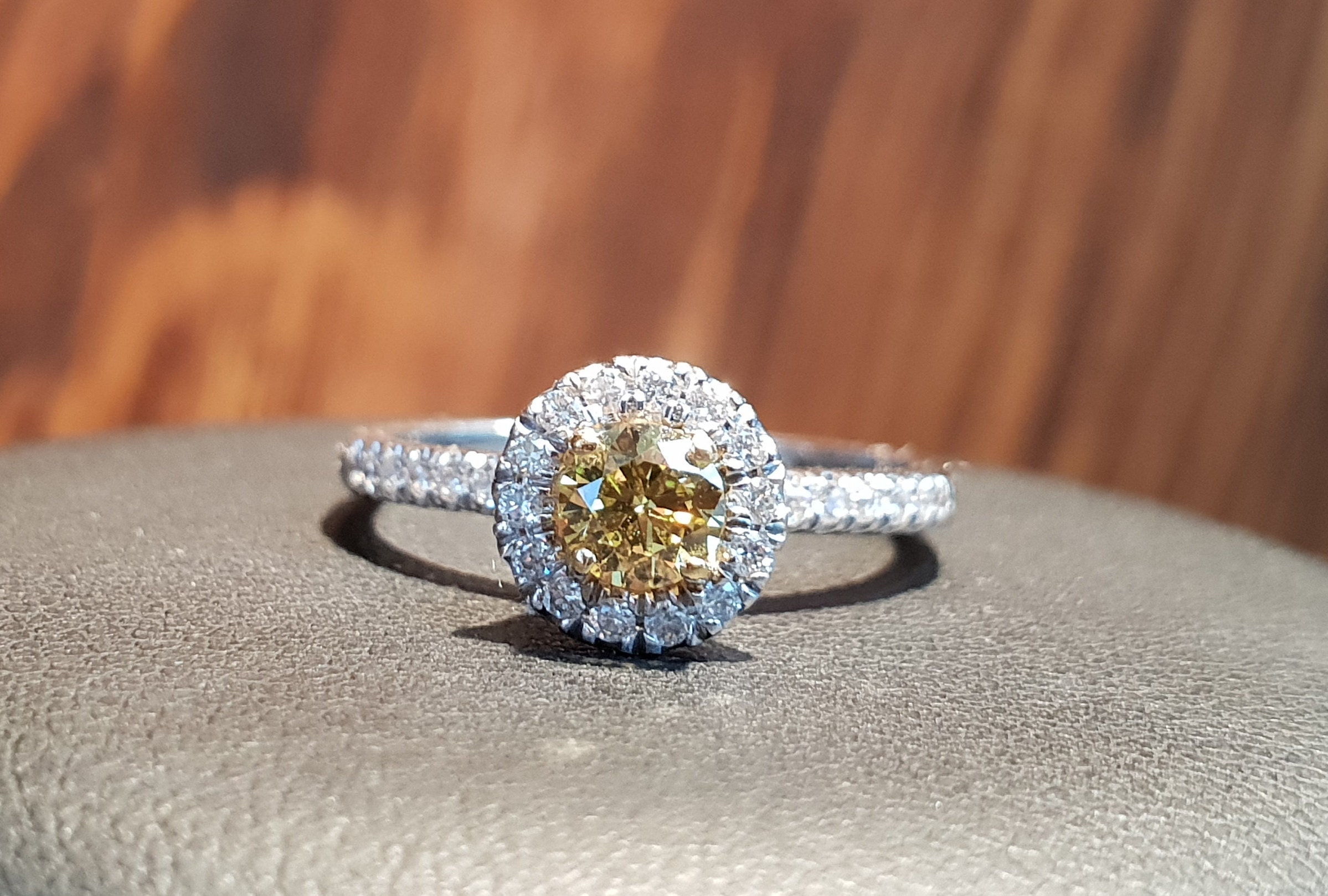 Natural Canary Diamond Engagement Ring 18k White Gold Yellow | Etsy