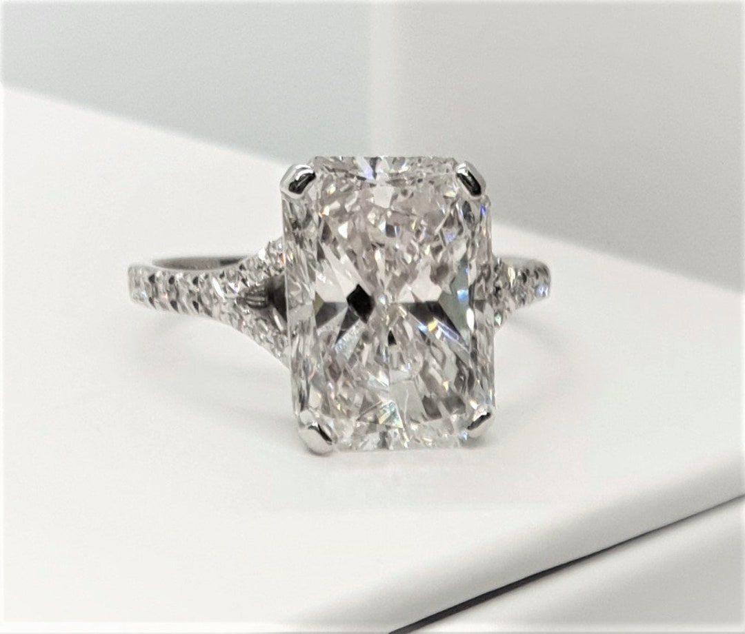 4 Carat CVD Lab Grown Radiant Cut Engagement Ring, IGI Certified, Lab ...