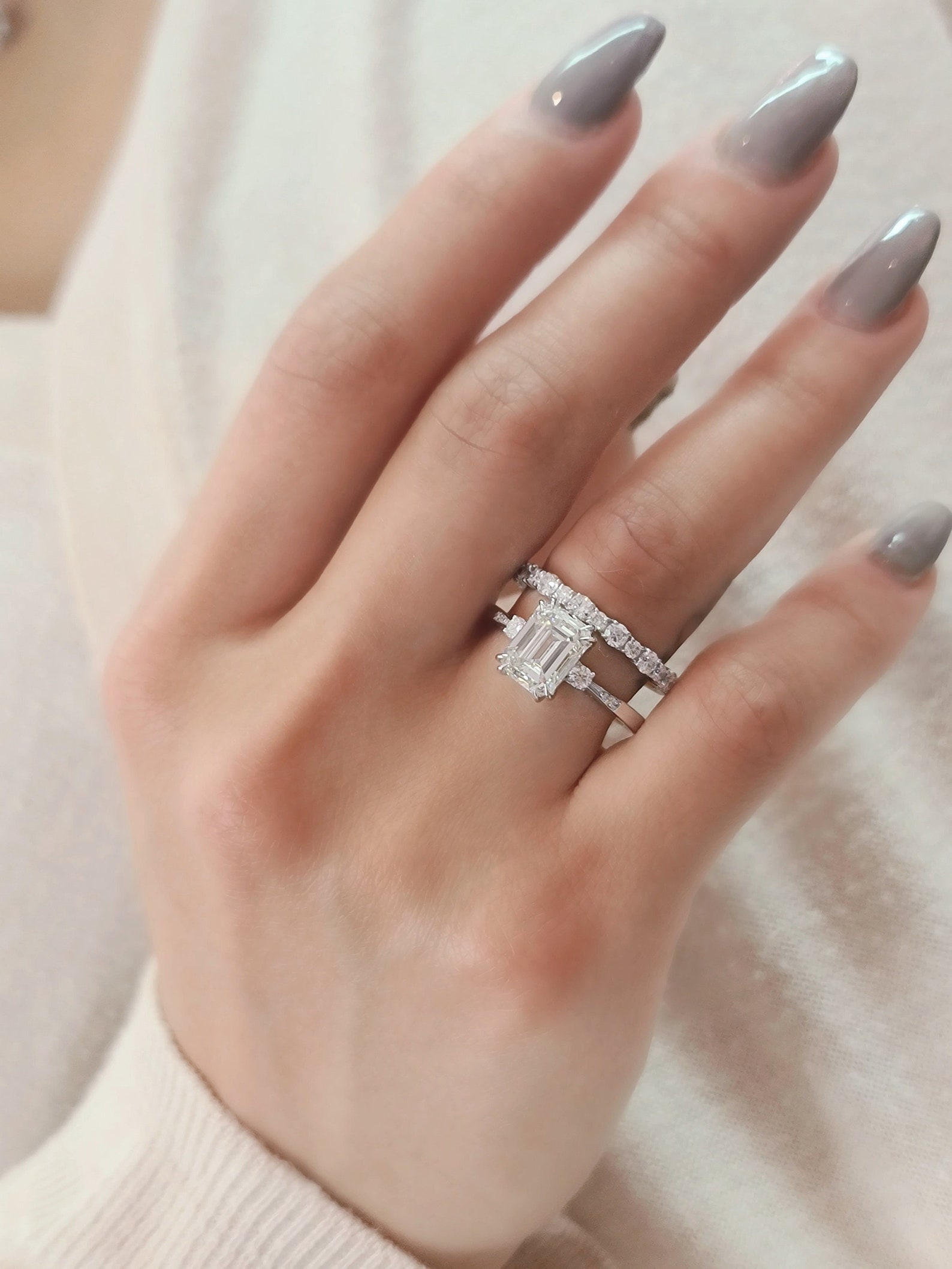 3 Carat Emerald Cut Diamond Ring 3CT Emerald Ring CVD Etsy