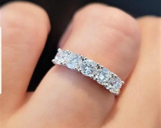 1 Carat SGL Certified 5 stone CVD lab grown diamond Wedding Band
