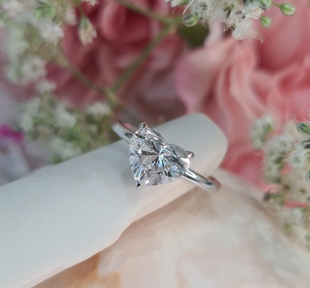Preserved Flower Gold Heart Ring, Pressed Flower Ring for