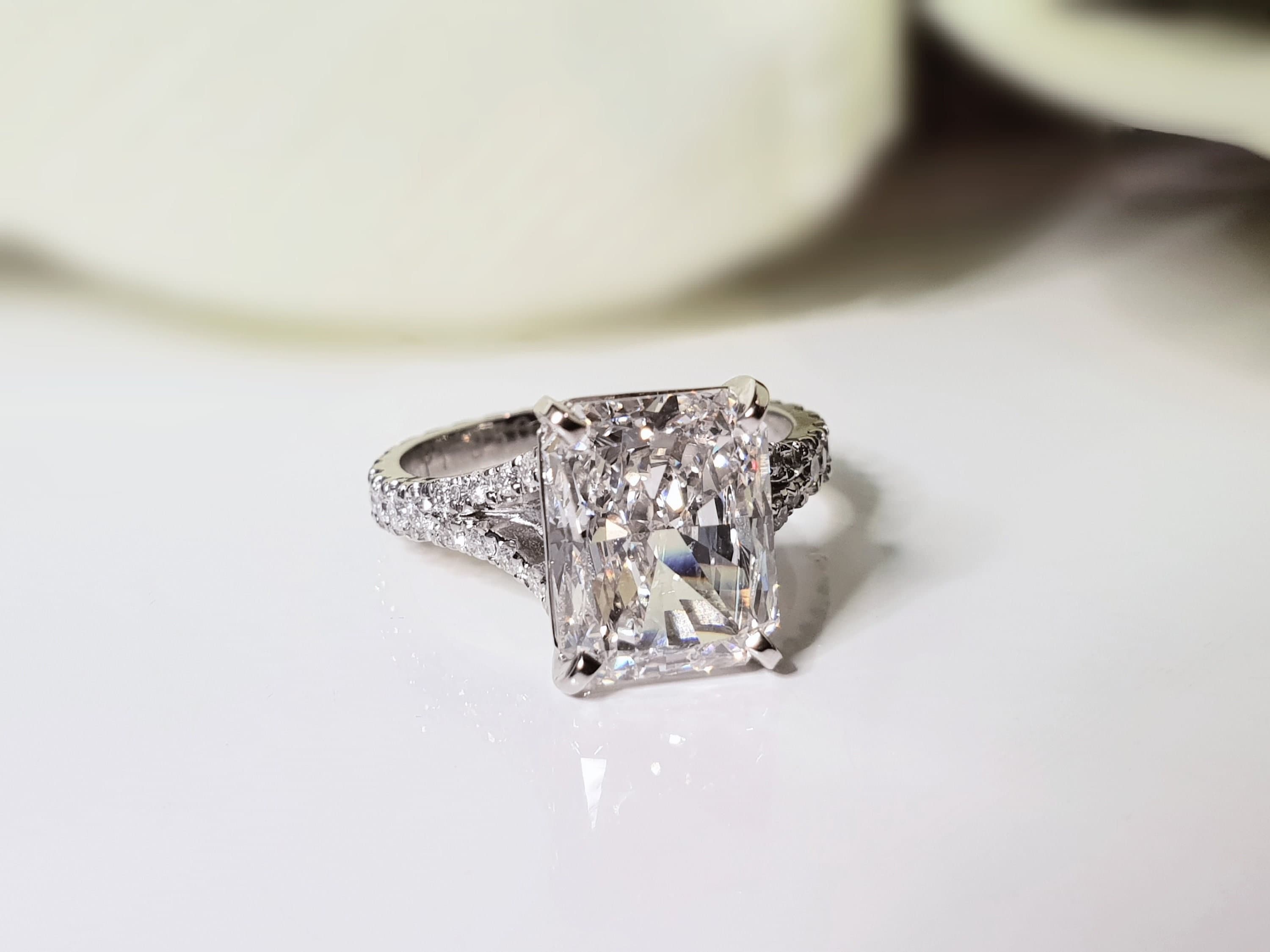 3.50 Ct Radiant Cut Lab Grown Diamond Platinum Ring for Women - Etsy