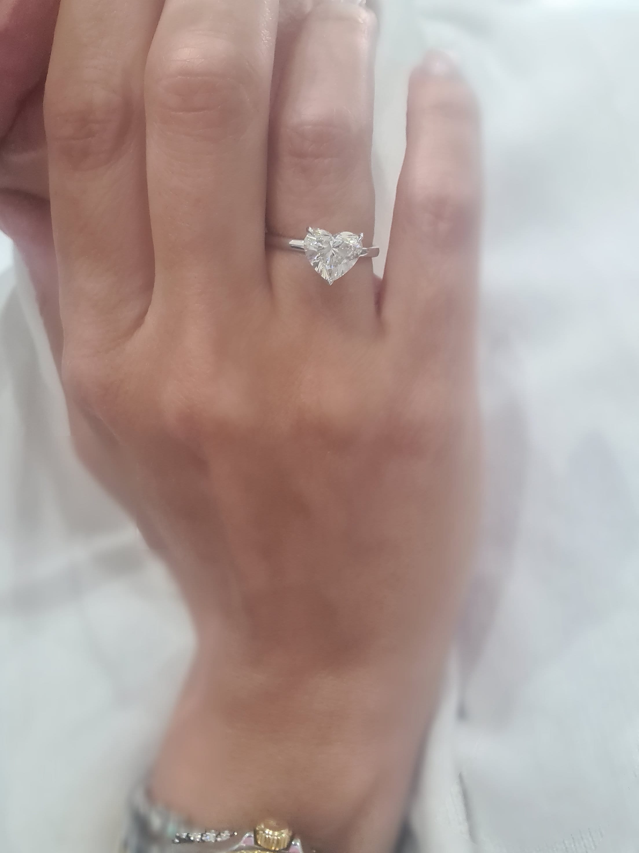 2CT IGI Certified F VS1 Heart Shaped Diamond Ring, CVD Lab