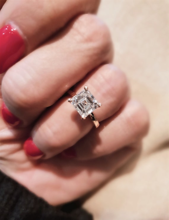 2.5 carat asscher cheap cut diamond ring