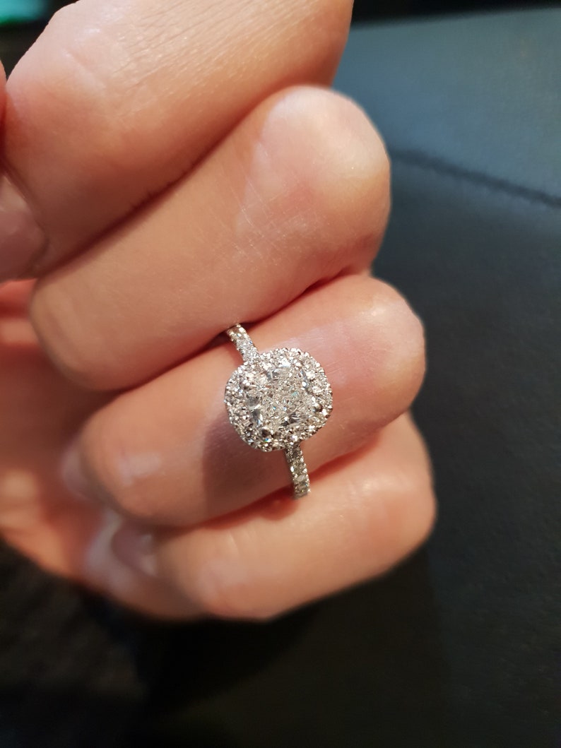 2 Carats Square Cushion Halo Engagement Ring IGI Certified Etsy