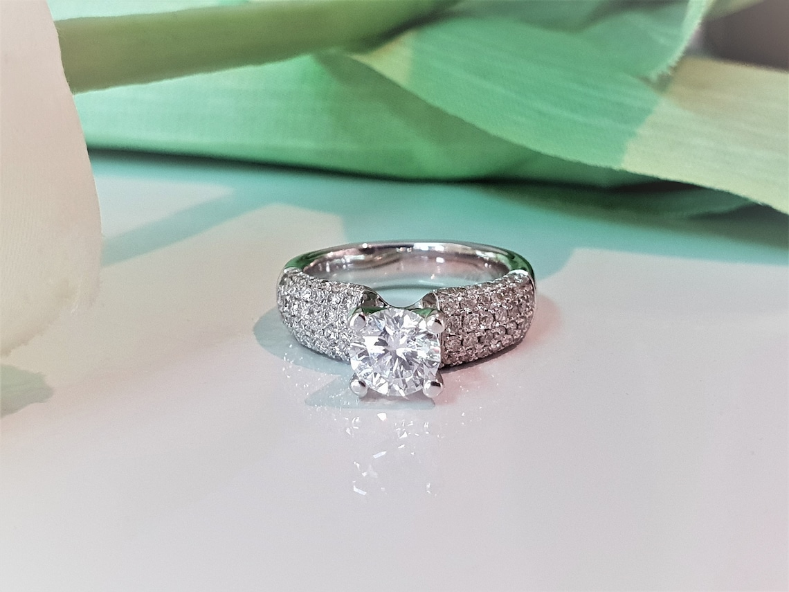 2 Carat Lab Grown Diamond Engagement Ring 2ct Round Cut Etsy