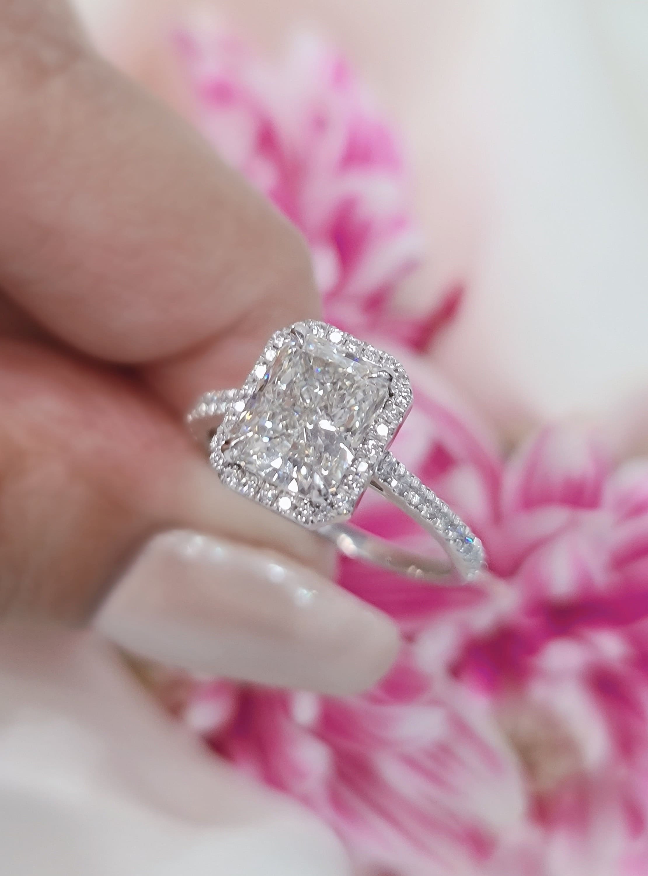 CVDダイヤモンドリング、IGI認定2.50カラットF VS1、14Kゴールド