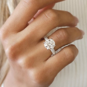 3 Carat Round Cut IGI Certified Diamond Engagement Ring, 3 Ct Round Diamond Ring, CVD Diamond Ring, Lab Grown Diamond Engagement Ring