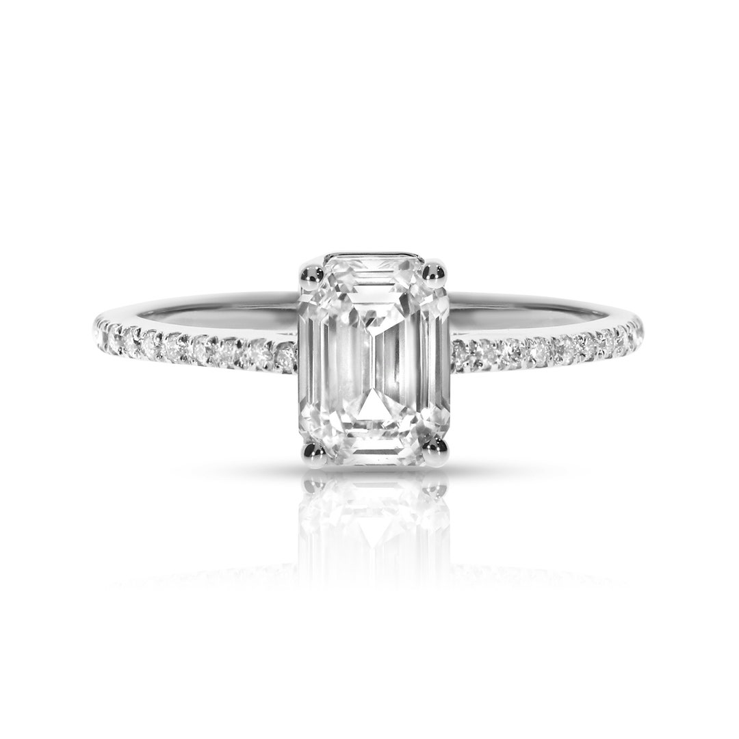 2 Ct Emerald Cut Diamond Engagement Ring, 2 Carat Emerald