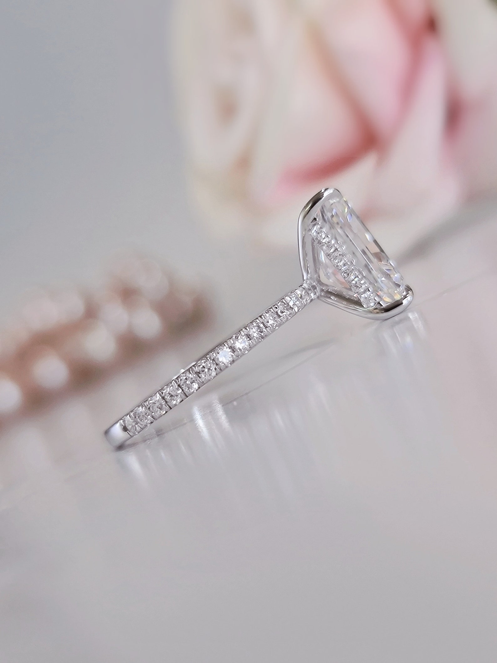 14K Gold Radiant Cut Engagement Ring, 4 Carat Wedding Ring, IGI ...