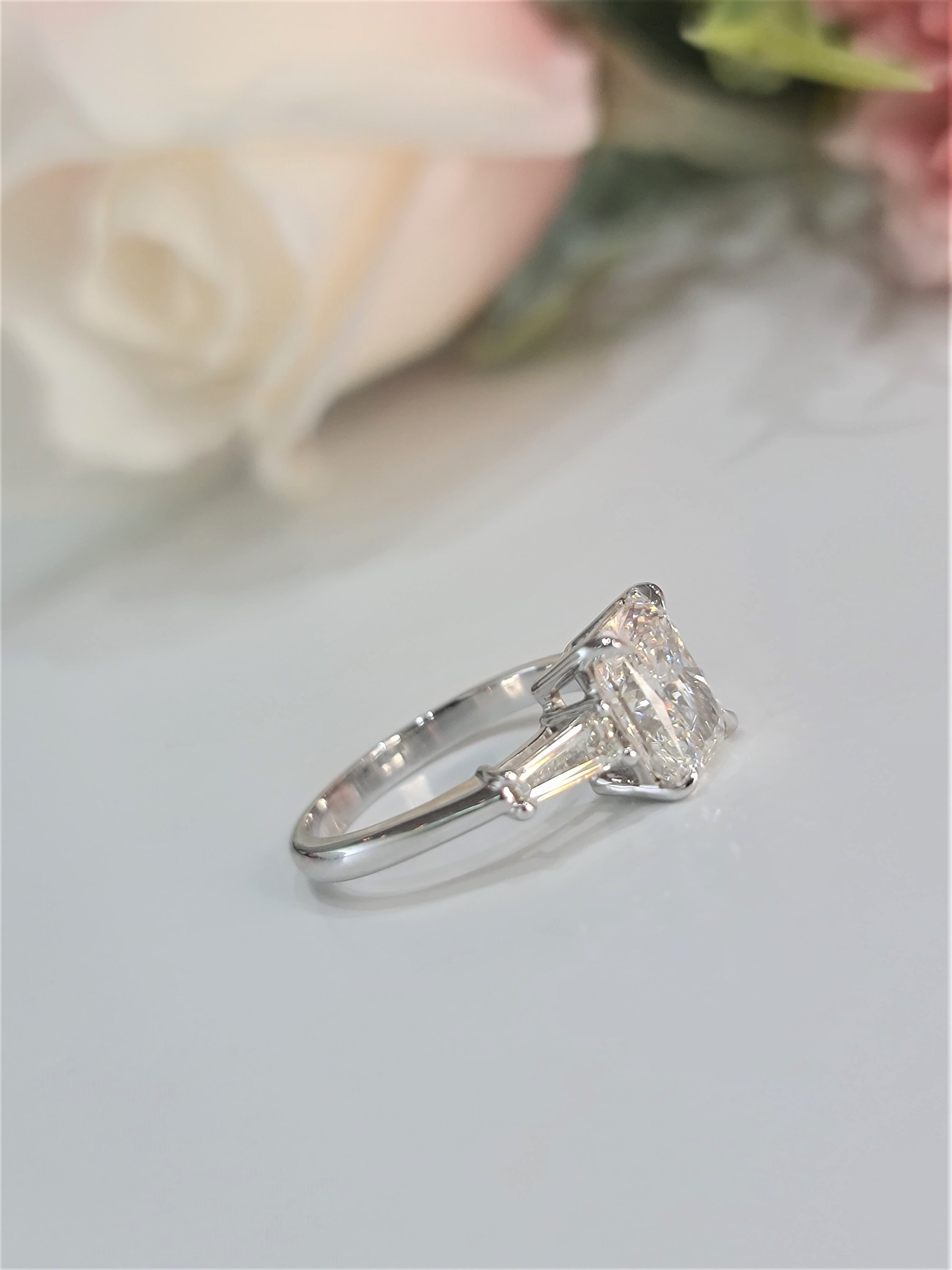 Ready to Ship 3 Stone Radiant Cut Engagement Ring With 2.53 Ready to Ship 3 Stone Radiant Cut Engagement Ring With 2.53
