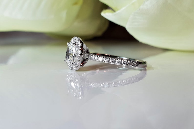 2 Carats Square Cushion Halo Engagement Ring IGI Certified Etsy