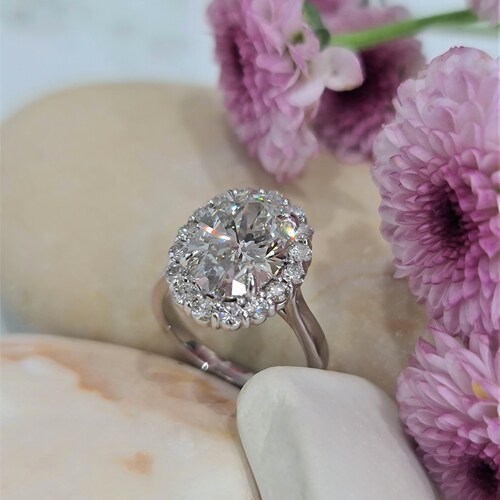 3.50 Ct Oval Diamond Engagement Ring 3.09ct Oval CVD Lab - Etsy