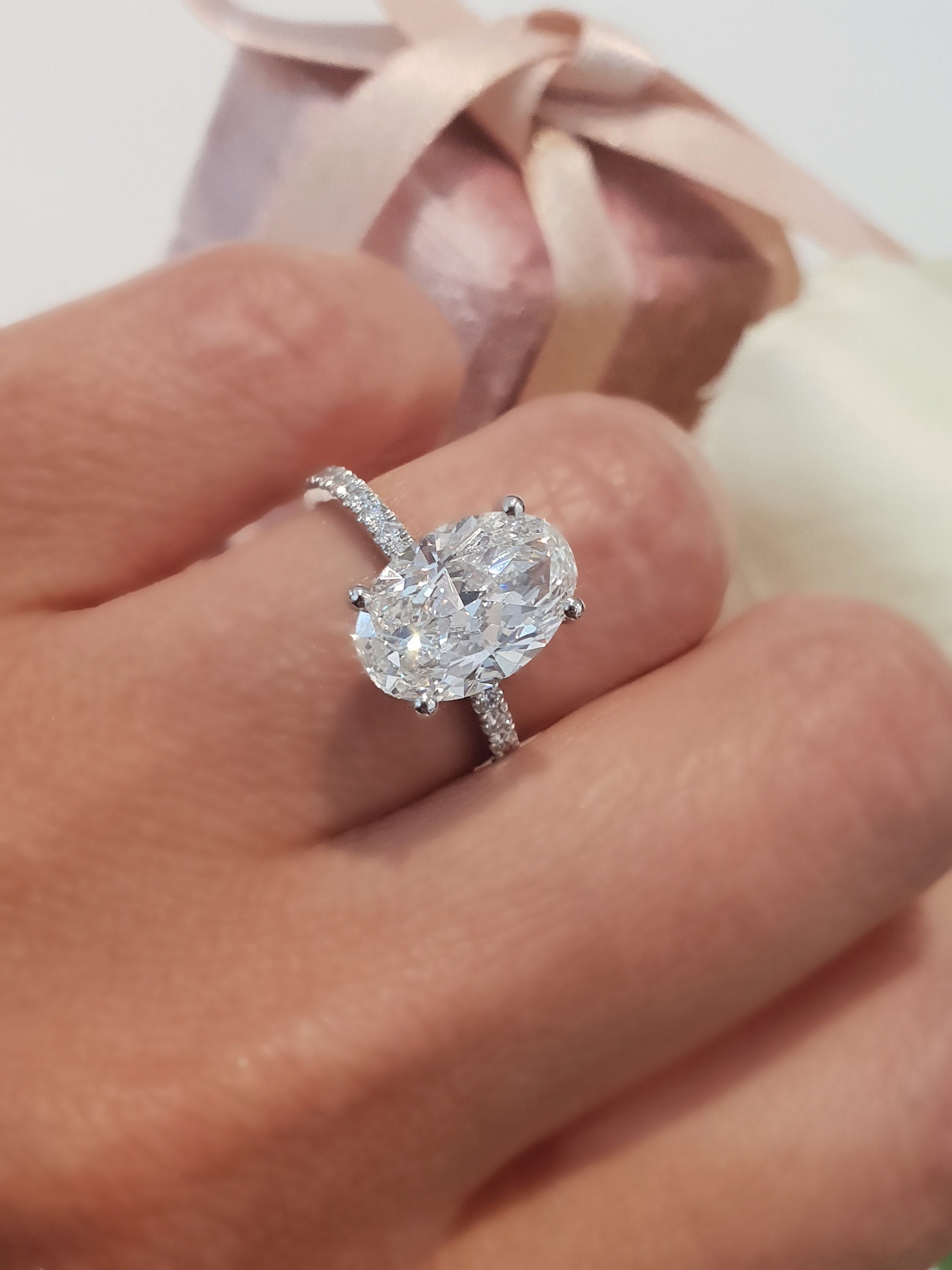 1.70 Carats Oval Cut Solitaire Hidden Halo Diamond Engagement Ring – Benz &  Co Diamonds