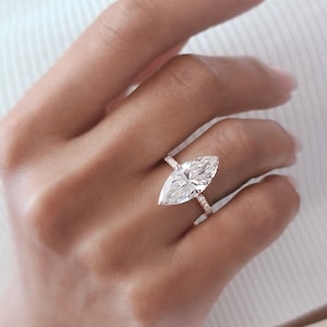 4 Carat Marquise Diamond Ring, Marquise Cut Engagement Ring, Marquise Engagement Ring, Victorian Engagement Ring, CVD Lab grown Diamond Ring