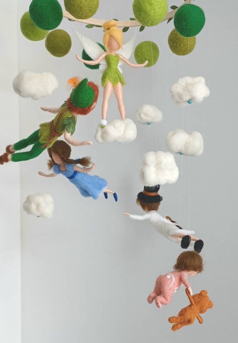 Peter Pan Baby Mobile Crib Mobile Needle Felted Etsy