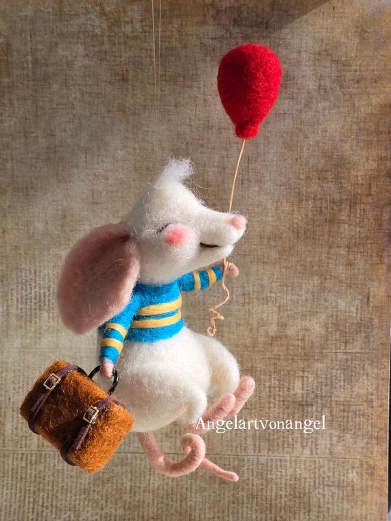 Knitting Mouse - Fairy Fae Handmade Needle Felt Decoration Knitting Mouse - Fairy Fae Handmade Needle Felt Decoration