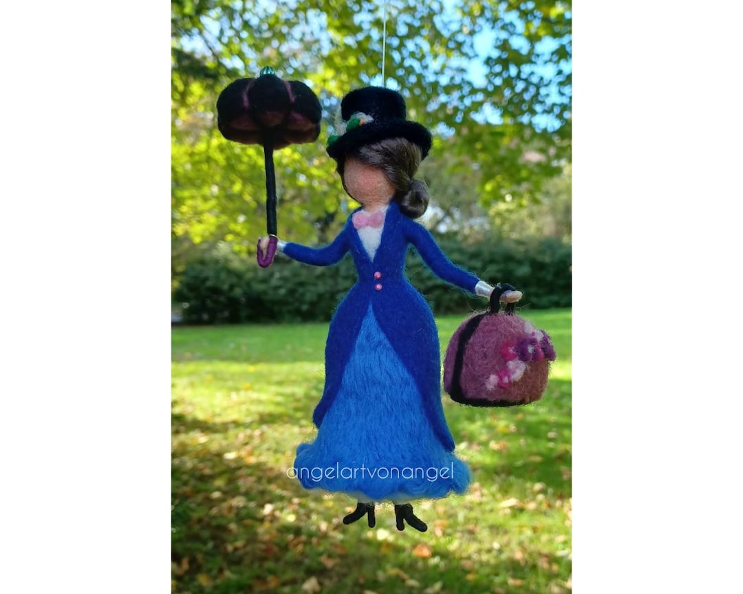 Mary Poppins feutrée à l'aiguille, fait main, cadeau, mobile bébé