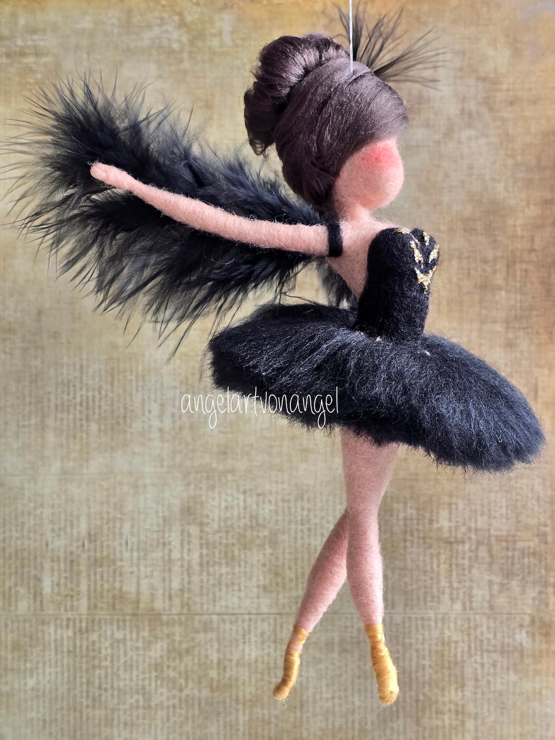 Odile, Needle Felted Ballerina, Black Swan, Swan Princess, Ballerina ...