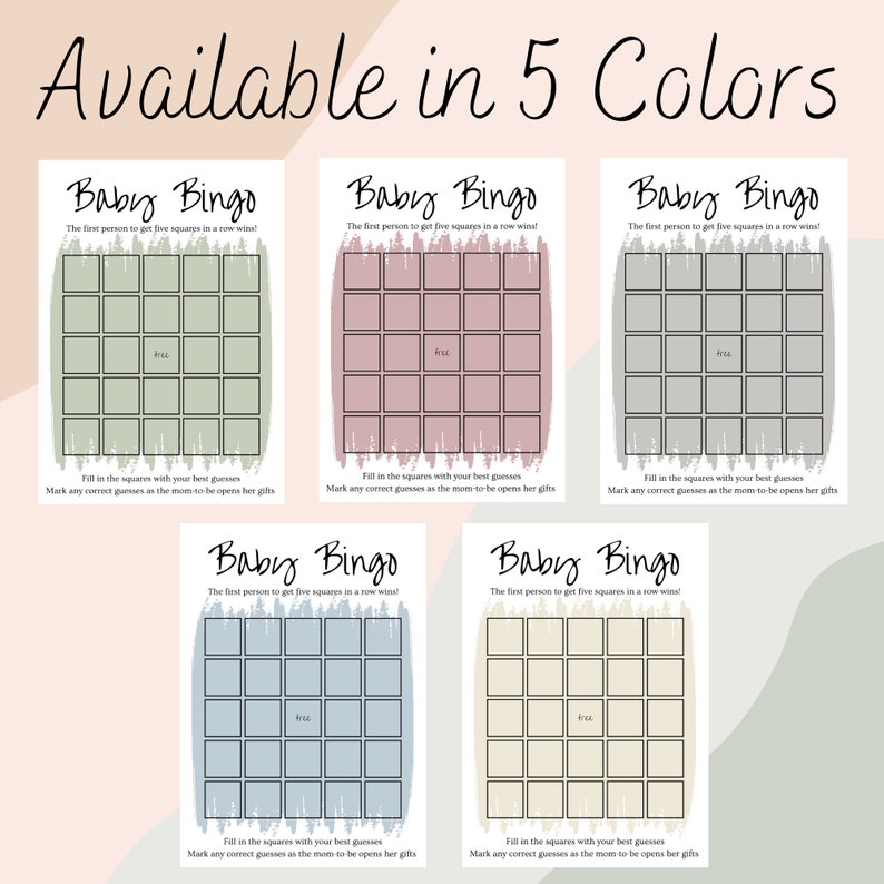 Baby Shower Bingo Game Template Printable Digital Download Instant ...
