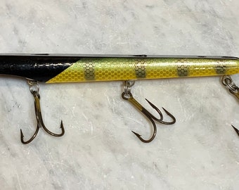 Vintage Wooden Musky Lure - Custom Poptail by L.C.L - 7.25 Vintage Wooden Musky Lure - Custom Poptail by L.C.L - 7.25