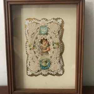 Beautiful Vintage Victorian  Valentine in Nice Box Frame with Why do I Love? Poem