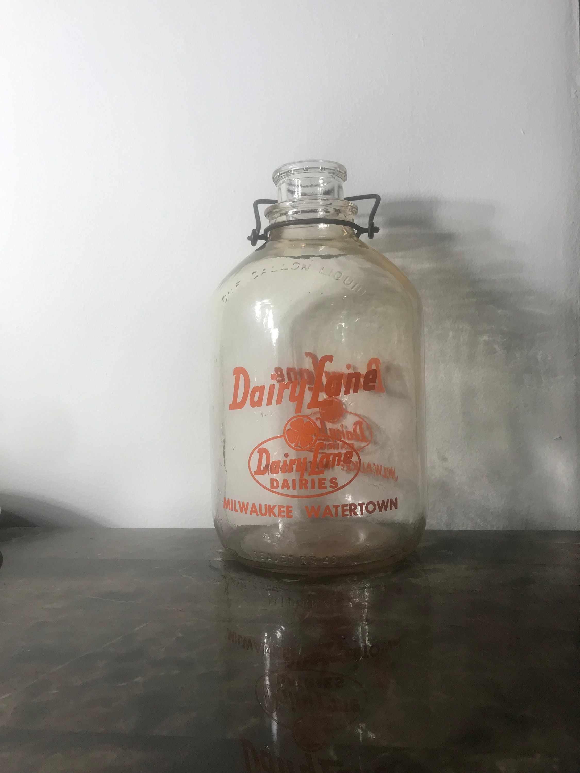 Vintage Dairy Lane Dairies One Gallon Glass Milk Jug Milwaukee Etsy