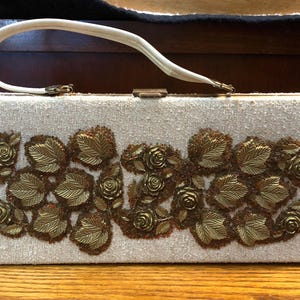 Cartera de mano grande con diseño floral vintage de mediados de siglo para mujer, bolso formal de noche