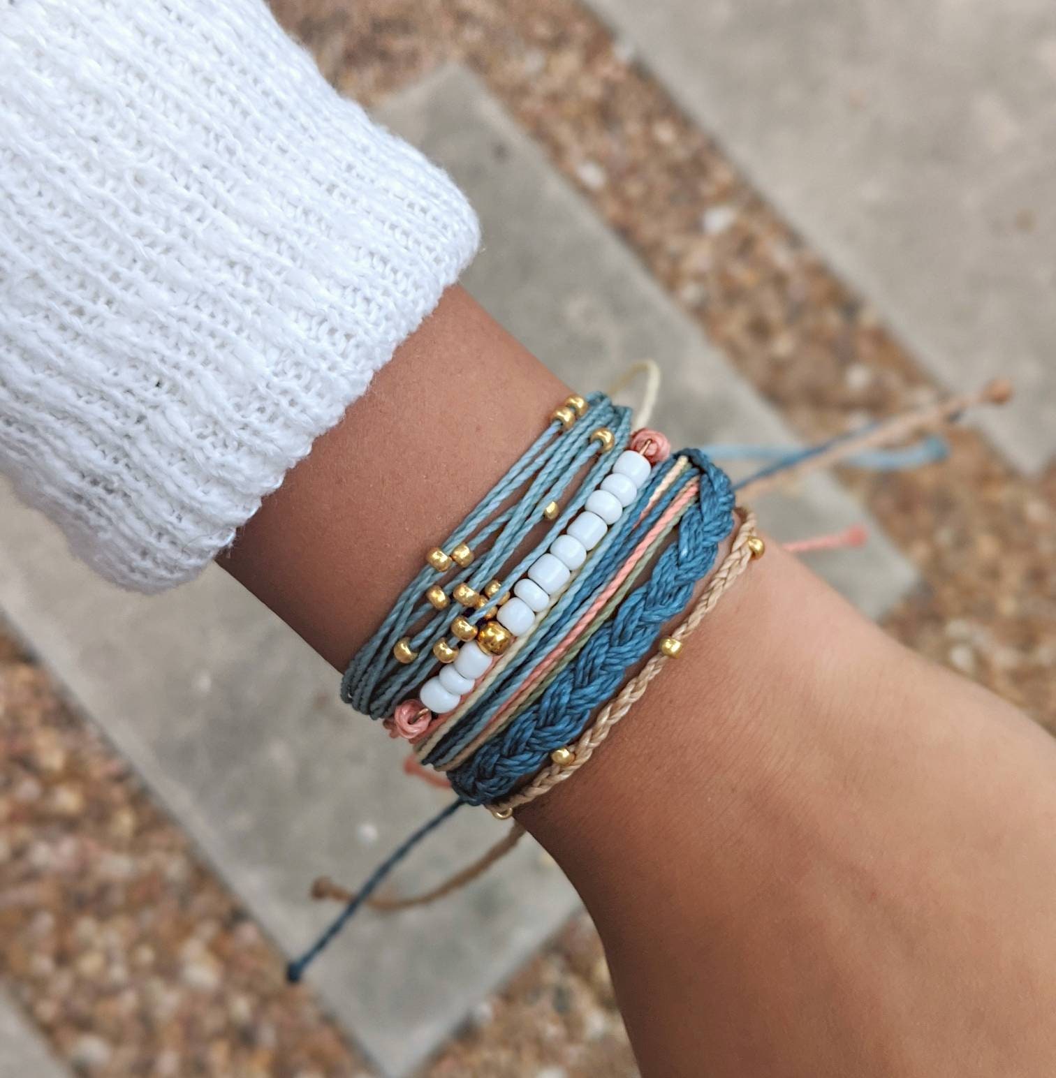 Boho Neutral Bracelet Set of Pura Vida String Bracelets for