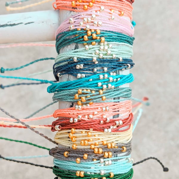 Summer Beaded Bracelets for Girls Jewelry Colorful Gold Beads Silver Pura Vida Adjustable Waterproof Beachy Stacking Dainty Bracelets Gift